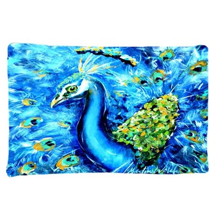 Carolines Treasures Carolines Treasures MW1166PILLOWCASE Peacock Straight Up In Blue Moisture Wicking Fabric Standard Pillowcase MW1166PILLOWCASE